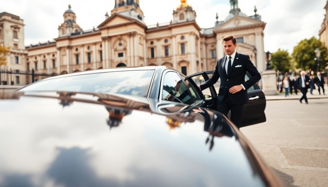 Experience luxury with chauffeur service london in a stylish black sedan in front of London’s iconic landmarks.